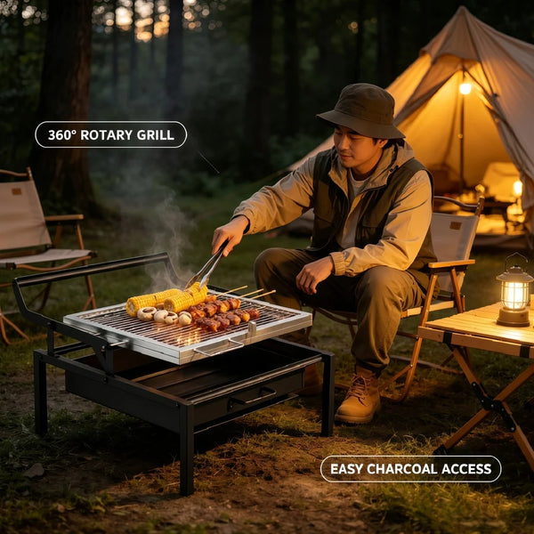 The Pitmaster 360™ Rotating Charcoal Grill
